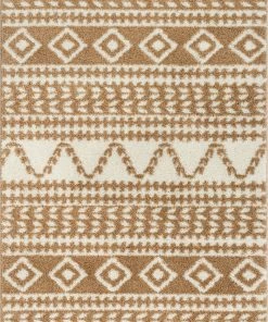 Well Woven Global Cossima Moroccan Geometric Pattern Ivory Thick Shag Rug