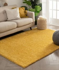 Well Woven Piper Solid Modern Yellow Shag Rug