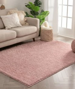Well Woven Piper Solid Pink Shag Rug