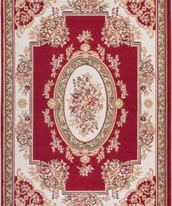 Well Woven Medallion Centre Red Traditional Rug Oriental & Persian
