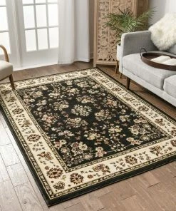 Well Woven Bijar Classic Black Traditional Rug