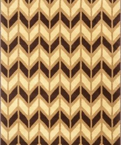 Well Woven 5'x7' Bourban Chevron Gold Modern Rug