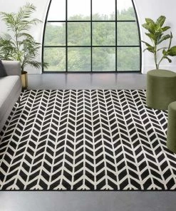 Well Woven Bourban Chevron Black Modern Rug