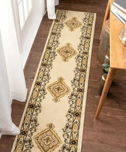 Well Woven Tehran Custom Size Runner Traditional Ivory 24 Inch Width X Choose Your Length Hallway Runner Rug