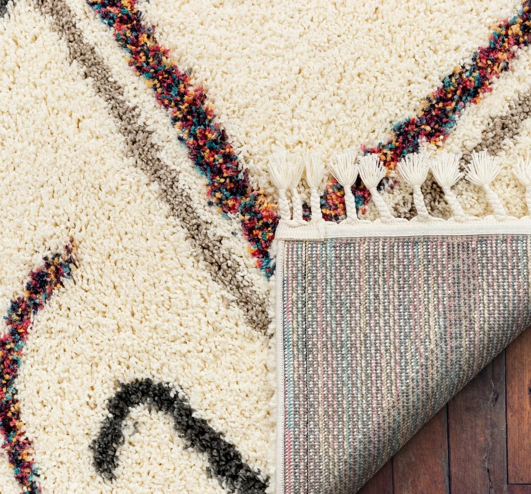 Well Woven Demi Ivory Tribal Nomadic Diamond Shag Rug 3 Well Woven Demi Ivory Tribal Nomadic Diamond Shag Rug