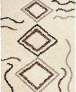 Well Woven Demi Ivory Tribal Nomadic Diamond Shag Rug