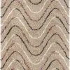 Well Woven Global Macie Cream Abstract Wavy Stripes Shag Rug