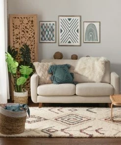 Well Woven Collette Ivory Tribal Nomadic Diamond Shag Rug By Chill Rugs 3'11