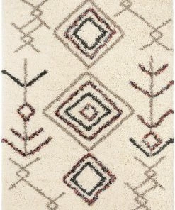 Well Woven Collette Ivory Tribal Nomadic Diamond Shag Rug By Chill Rugs 3'11" X 5'3" Global