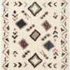Well Woven Deja Ivory Tribal Nomadic Diamond Shag Rug 3'11" X 5'3"