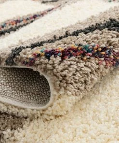 Well Woven Global Claire Ivory Geometric Blocks Shag Rug