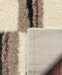 Well Woven Global Claire Ivory Geometric Blocks Shag Rug