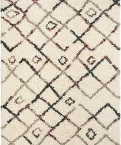 Well Woven Global Darcie Ivory Tribal Nomadic Trellis Shag Rug By Chill Rugs 3'11" X 5'3"