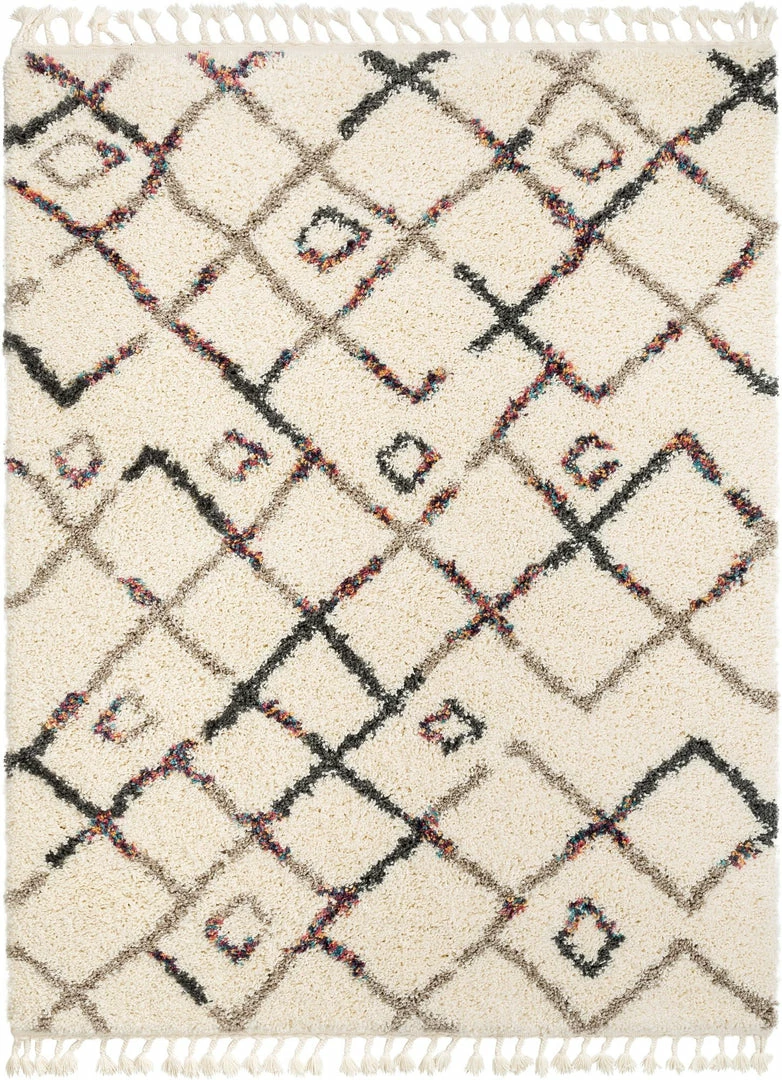 Well Woven Global Darcie Ivory Tribal Nomadic Trellis Shag Rug By Chill Rugs 3'11" X 5'3" 1 Well Woven Global Darcie Ivory Tribal Nomadic Trellis Shag Rug By Chill Rugs 3'11" X 5'3"