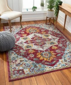 Well Woven Ari Red Vintage Serapi Medallion Rug Global