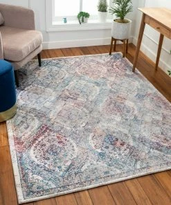 Well Woven Global Ava Ivory Vintage Panel Mosaic Ogee Persian Rug