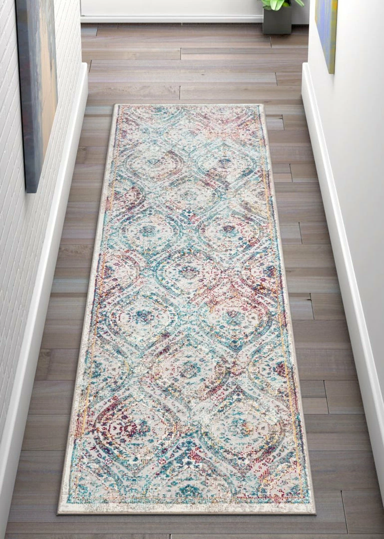 Well Woven Global Ava Ivory Vintage Panel Mosaic Ogee Persian Rug 5 Well Woven Global Ava Ivory Vintage Panel Mosaic Ogee Persian Rug