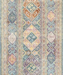Well Woven Global Eden Blue Vintage Mosaic Pastel Rug