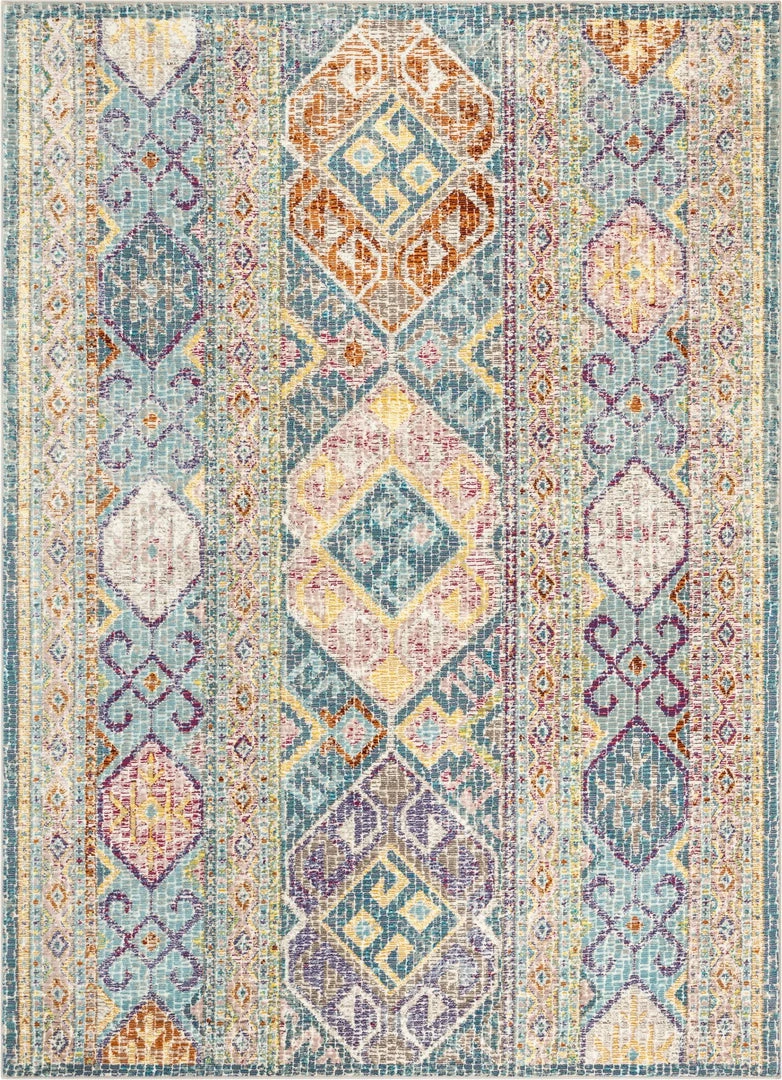 Well Woven Global Eden Blue Vintage Mosaic Pastel Rug 1 Well Woven Global Eden Blue Vintage Mosaic Pastel Rug