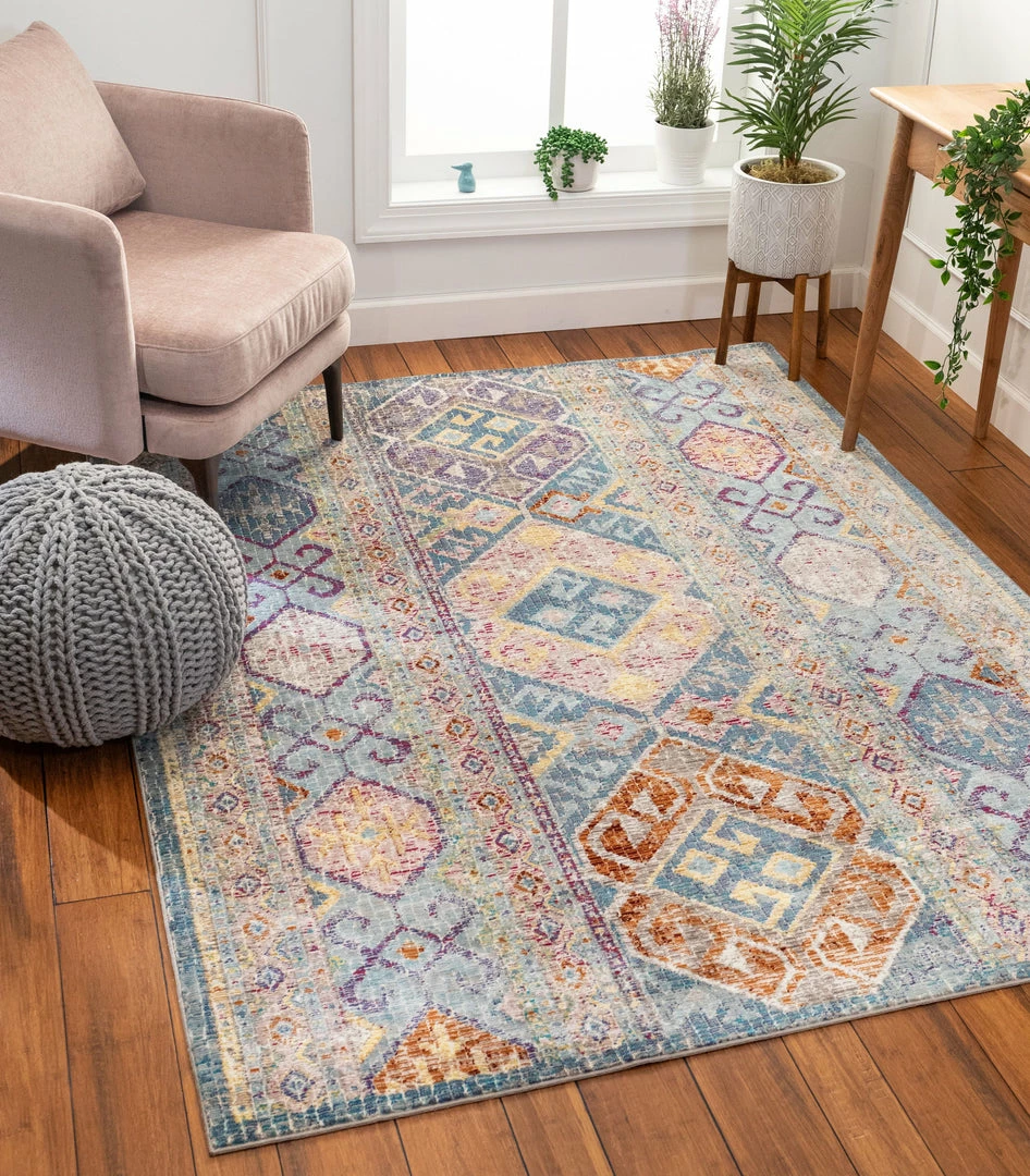 Well Woven Global Eden Blue Vintage Mosaic Pastel Rug 2 Well Woven Global Eden Blue Vintage Mosaic Pastel Rug