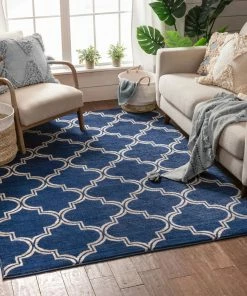 Well Woven Jaclyn Blue Modern Moroccan Lattice Rug