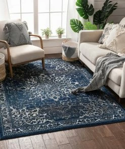Well Woven Sultana Blue Vintage Floral Rug