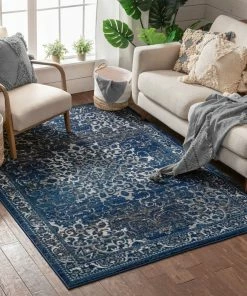 Well Woven Sultana Blue Vintage Floral Rug