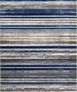 Well Woven Signature Stripes Blue Modern Distressed Rug Global
