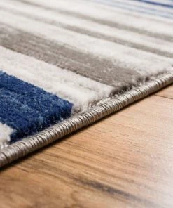 Well Woven Signature Stripes Blue Modern Distressed Rug Global