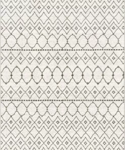 Well Woven Hira Moroccan Trellis Geometric Ivory High-Low Rug