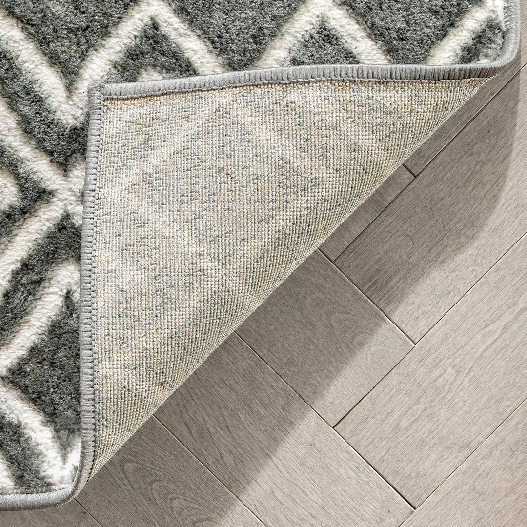 Well Woven Hira Moroccan Trellis Geometric Grey High-Low Rug Global 4 Well Woven Hira Moroccan Trellis Geometric Grey High-Low Rug Global