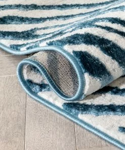 Well Woven Moroccan Asiya Modern Geometric Blue High-Low Rug