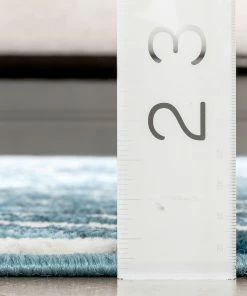 Well Woven Moroccan Asiya Modern Geometric Blue High-Low Rug