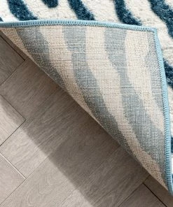 Well Woven Moroccan Asiya Modern Geometric Blue High-Low Rug