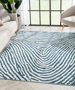 Well Woven Moroccan Asiya Modern Geometric Blue High-Low Rug