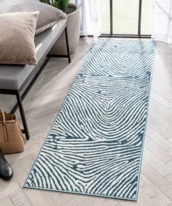 Well Woven Moroccan Asiya Modern Geometric Blue High-Low Rug