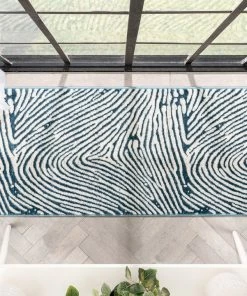 Well Woven Moroccan Asiya Modern Geometric Blue High-Low Rug