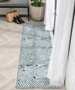 Well Woven Moroccan Asiya Modern Geometric Blue High-Low Rug