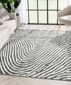 Well Woven Moroccan Asiya Modern Geometric Grey High-Low Rug