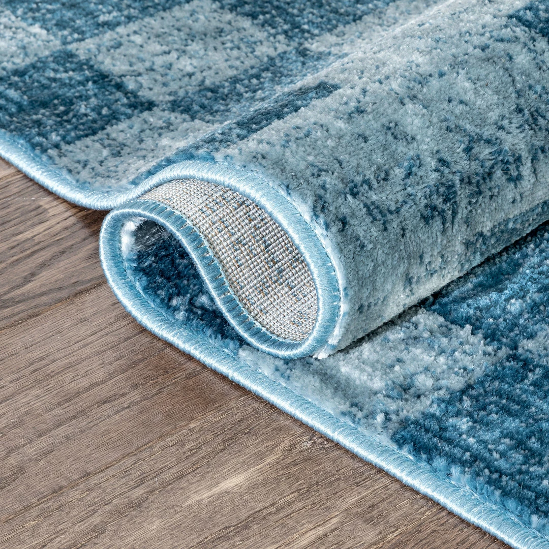 Well Woven Beren Southwestern Geometric Blue High-Low Rug Global 5 Well Woven Beren Southwestern Geometric Blue High-Low Rug Global