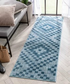Well Woven Beren Southwestern Geometric Blue High-Low Rug Global 16 Well Woven Beren Southwestern Geometric Blue High-Low Rug Global
