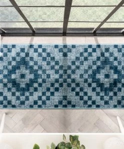 Well Woven Beren Southwestern Geometric Blue High-Low Rug Global 18 Well Woven Beren Southwestern Geometric Blue High-Low Rug Global