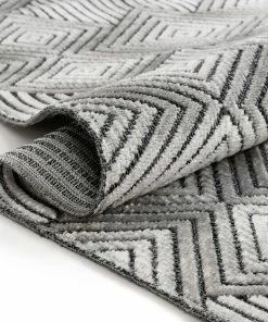 Well Woven Flint Mid-Century Geometric Grey High-Low Rug