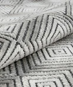 Well Woven Flint Mid-Century Geometric Grey High-Low Rug