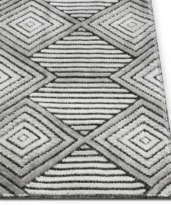 Well Woven Flint Mid-Century Geometric Grey High-Low Rug