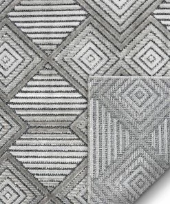 Well Woven Flint Mid-Century Geometric Grey High-Low Rug