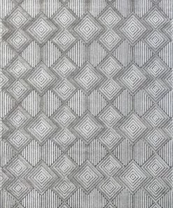 Well Woven Flint Mid-Century Geometric Grey High-Low Rug