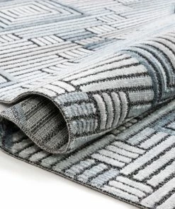 Well Woven Logan Mid-Century Geometric Blue High-Low Rug Tribal