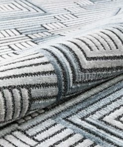 Well Woven Logan Mid-Century Geometric Blue High-Low Rug Tribal