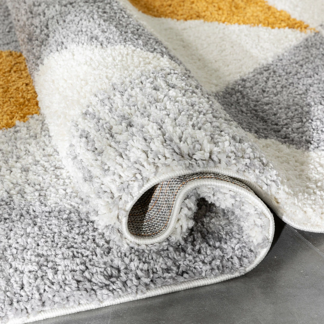 Well Woven Reily Mid-Century Modern Geometric Triangle Pattern Yellow Shag Rug 5 Well Woven Reily Mid-Century Modern Geometric Triangle Pattern Yellow Shag Rug